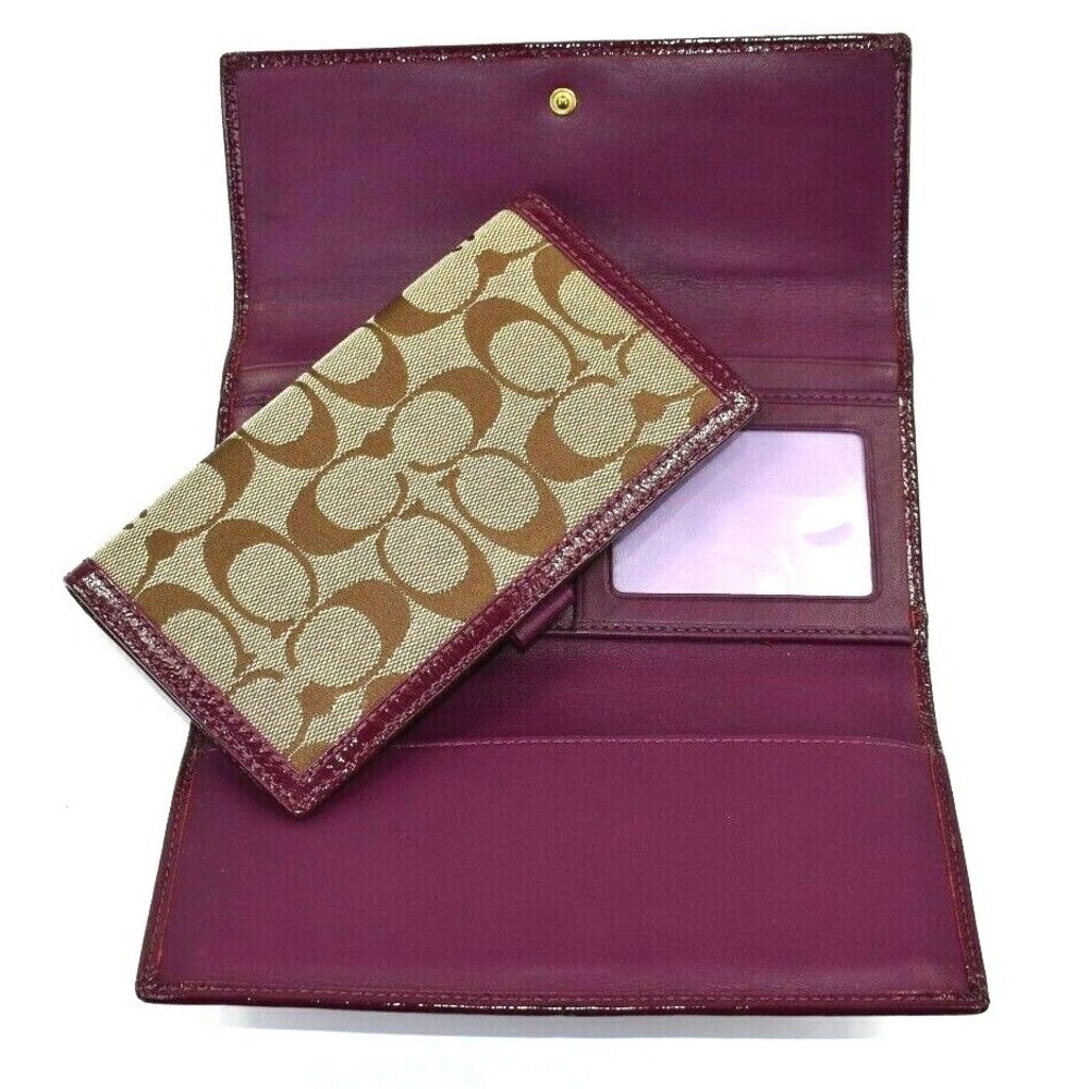 Coach Signature Collection Wallet Brown Purple Woven Jacquard Leather NWT - Picture 7 of 11